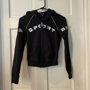 Black and Silver BeBe Sport Zip Up Hoodie